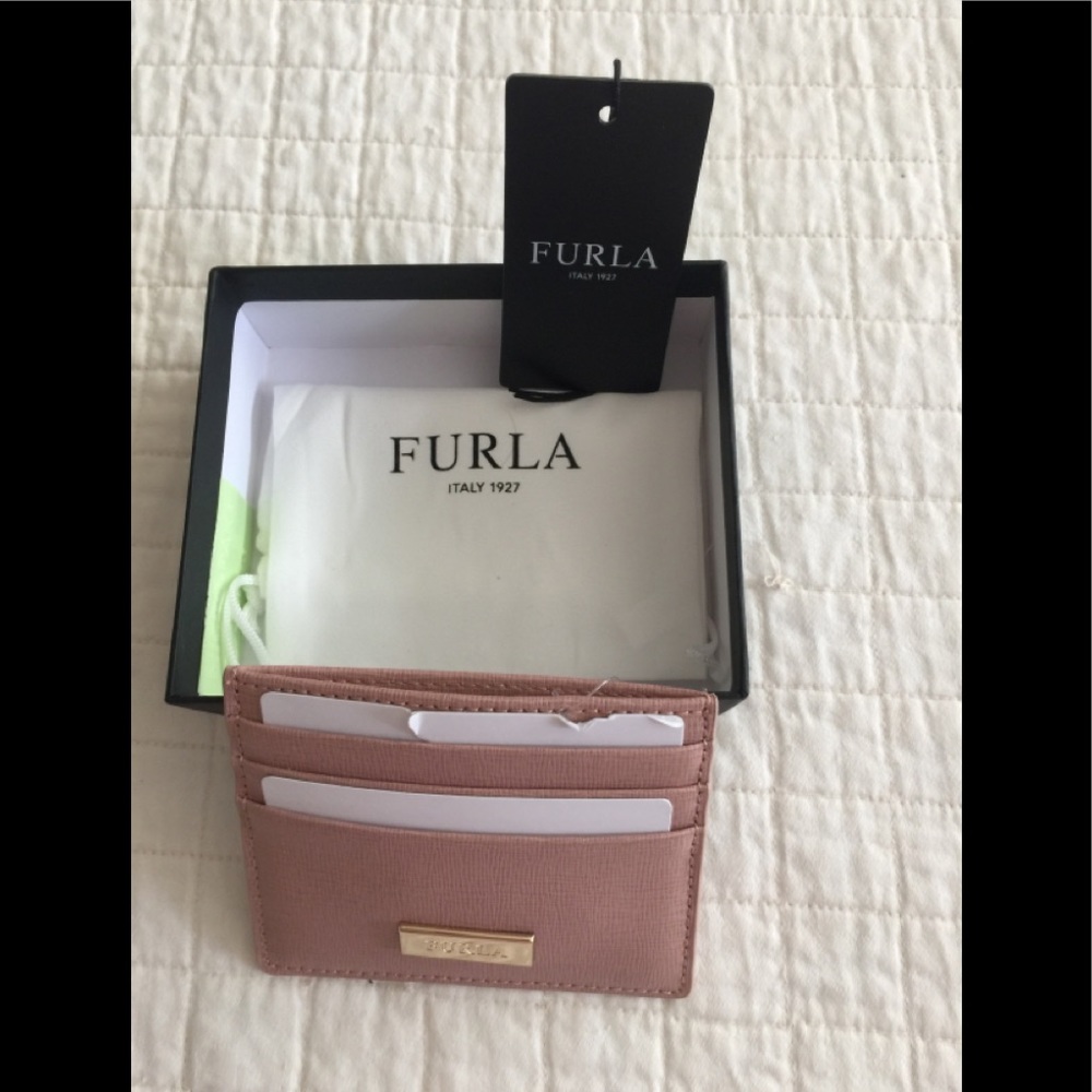NWT Furla moonstone saffiano leather credit card holder